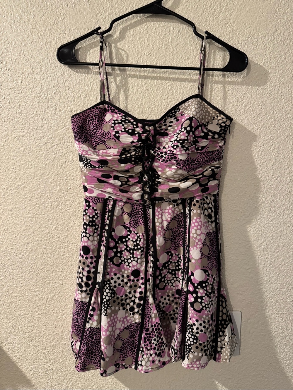 Forever 21 Silk, Pink, Black & White Spotted Mini Dress